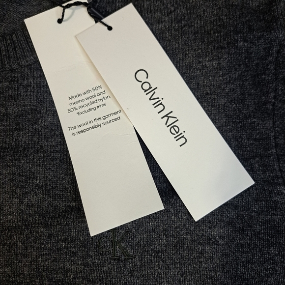 Calvin Klein Gunmetal Heather Grey Wool Blend Crew Neck Size XS - Picture 4 of 14